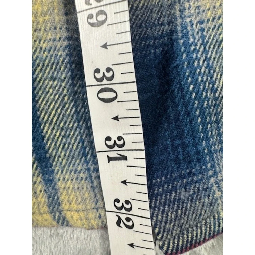 Big Rock Canyon Flannel Shirt Mens XL Blue‎ Yellow Plaid Heavyweight Rugged Wear